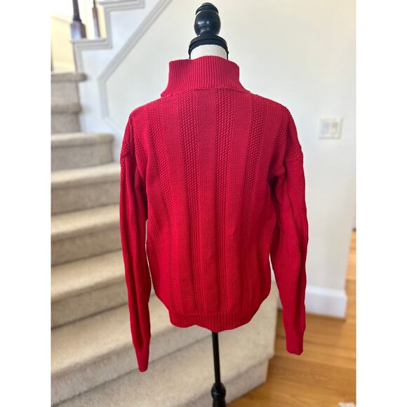 Vintage Penns Landing Chunky Red Knit Fisherman Sweater - Picture 2 of 6